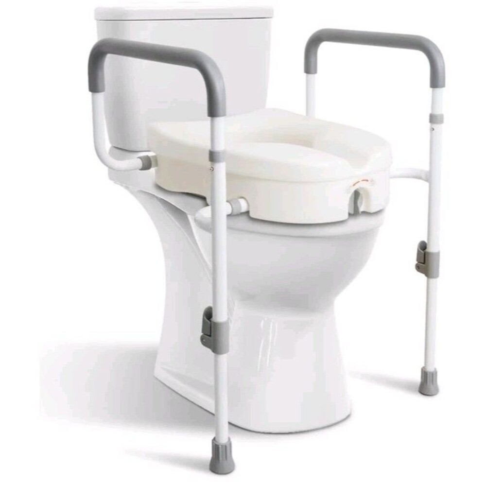 5" Elevated Toilet Seat w/ Adjustable Padded Handles for Safety